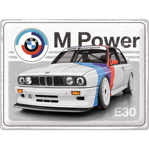 Blechschild " BMW Motorsport - M Power E30" - 30x40 cm