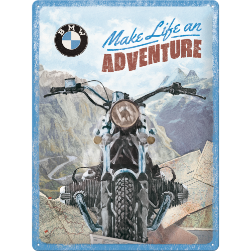 Blechschild Motorrad Blechschild "Make Life an Adventure" - 30x40 cm