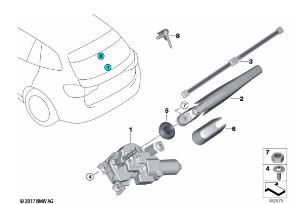 BMW Einzelteile Heckscheibenwischer hinten - X7 G07