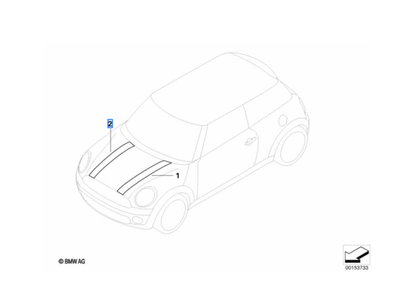 MINI Bonnet Stripes Frontklappe R55 R56 R57 R58 R59