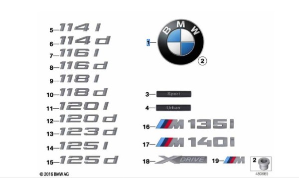 BMW Schriftzug M135i 1er F20 F21