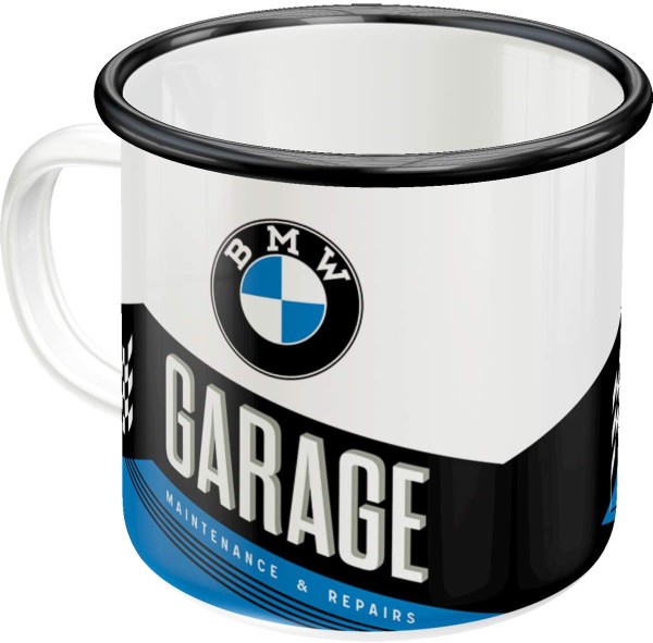 Emaillie-Becher "BMW Garage" - Kaffeebecher B-WARE